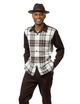 Endowment Collection: Brown Plaid 2 Piece Long Sleeve Walking Suit Set 2355