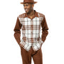 Endowment Collection: Cognac Plaid 2 Piece Long Sleeve Walking Suit Set 2355