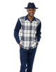 Endowment Collection: Navy Plaid 2 Piece Long Sleeve Walking Suit Set 2355