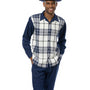 Endowment Collection: Navy Plaid 2 Piece Long Sleeve Walking Suit Set 2355