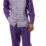 Interlace Collection: Montique Blackberry Weaved Long Sleeve 2-Piece Walking Suit -2360