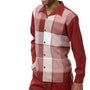 Grid Collection: Montique Burgundy Windowpane Long Sleeve Walking Suit Set -2370