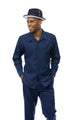 Coalesce Collection: Montique Navy Tone on Tone Walking Suit 2 Piece Long Sleeve Set 2372