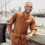Coalesce Collection: Montique Cognac Tone on Tone Walking Suit 2 Piece Long Sleeve Set 2372