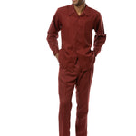 Striated Collection: Montique 2-Piece Tone-on-Tone Walking Suit Brick