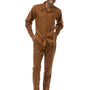 Striated Collection: Montique 2-Piece Tone-on-Tone Walking Suit Saddle Brown