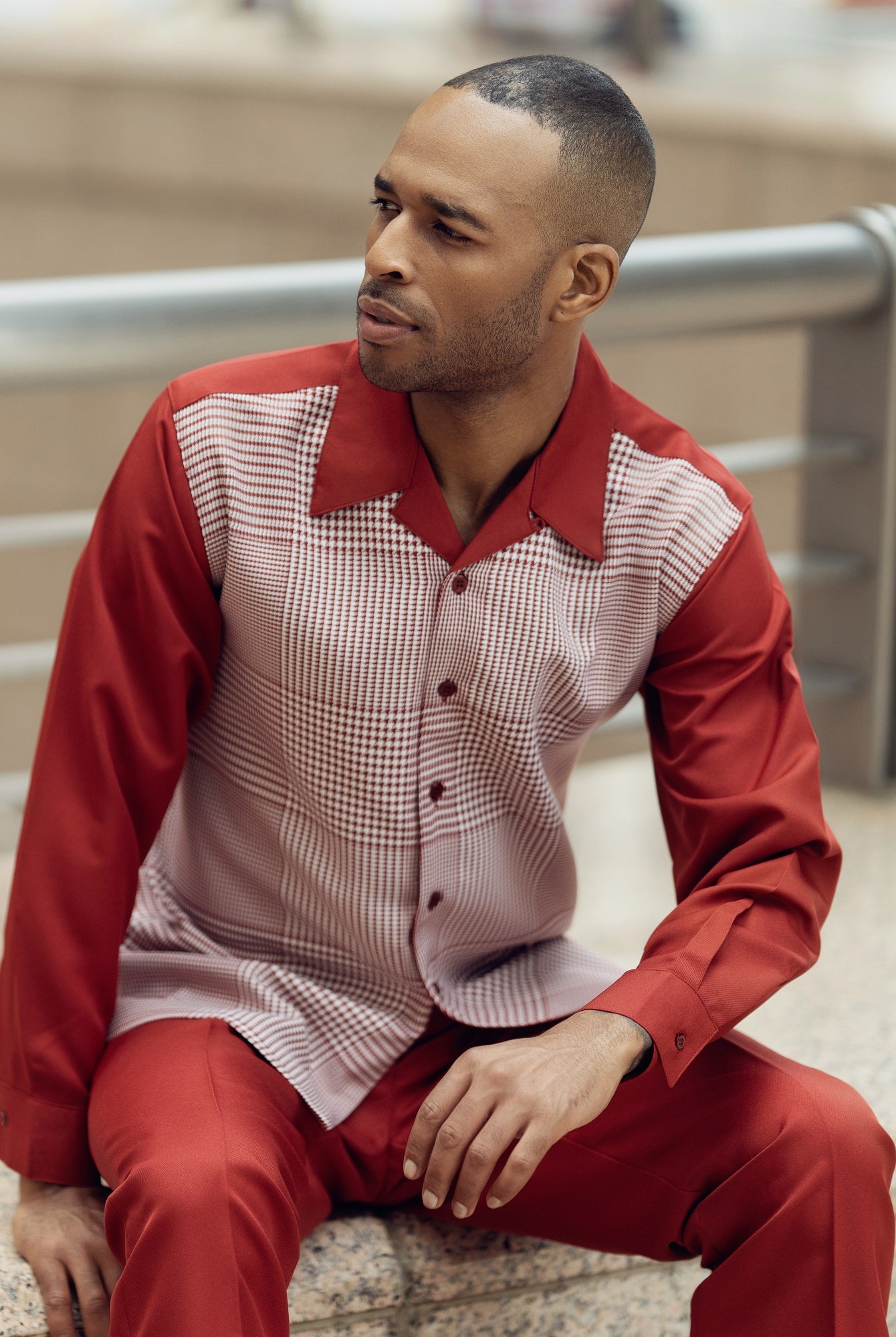 Montique 2-Piece Houndstooth Walking Suit in Cognac