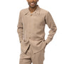Elocution Collection: 2 Piece Tan Tone on Tone Long Sleeve Walking Suit Set 2391