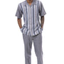 Jivejazzle Collection: Montique Men's Weave Design Walking Suit Set in Grey - 2401