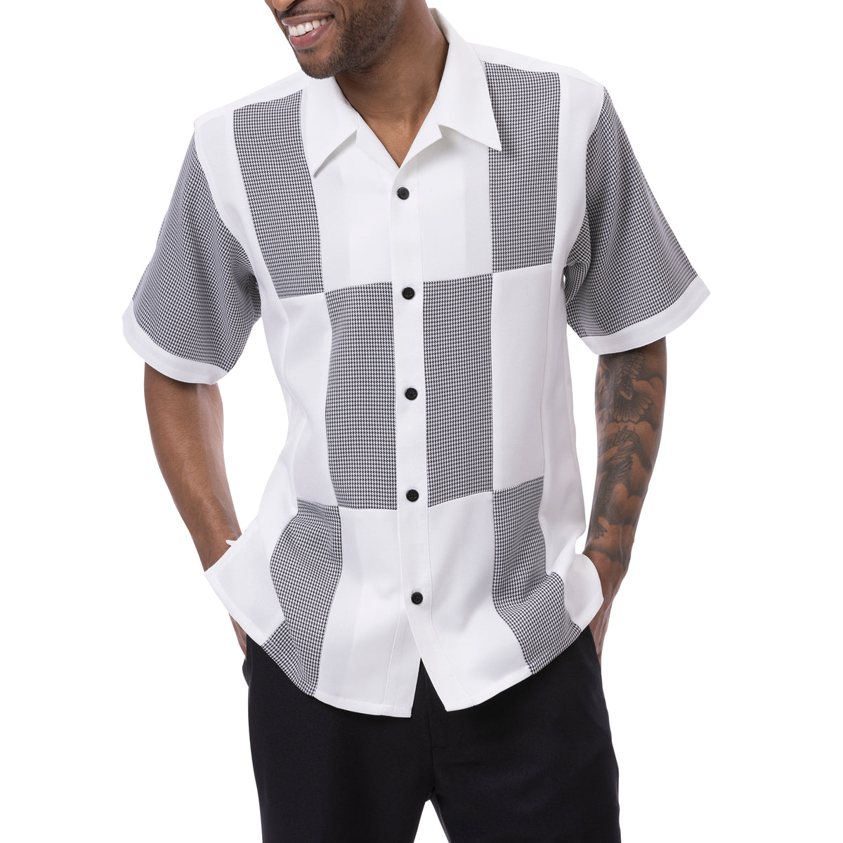 Houndstooth Pattern Walking Suit Mens Hunter Slim Fit Fashion Track Suit main image 0