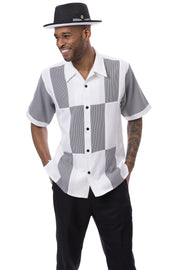 Montique Black Houndstooth Color Block Walking Suit