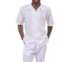 HueHarmony Collection: Montique Tone on Tone 2-Piece Walking Suit Set in White -2408