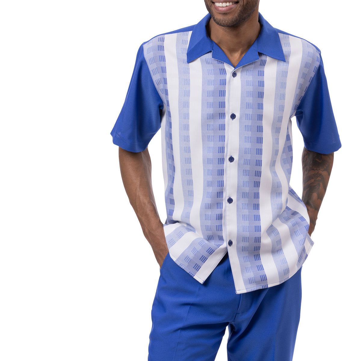 Mens Shorts Walking Suits Set Polyester Blue main image 1