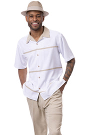 Khaki Horizontal Color Block Walking Suit