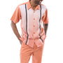 Sunset Collection: Men's Vertical Print Walking Suit Set In Apricot - 2413