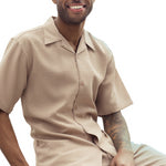 Harmony Collection: Montique's Men's Tone on Tone Walking Suit Set In Beige -2415