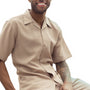 Harmony Collection: Montique's Men's Tone on Tone Walking Suit Set In Beige -2415