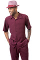 Harmony Collection: Montique's Men's Tone on Tone Walking Suit Set In Wine -2415