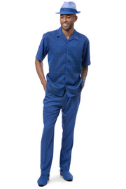 Montique Cobalt Woven Checkerboard Walking Suit