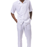 Cinch Collection: Montique's Tone on Tone Walking Suit Set In White -2417