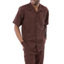 Earthtone Collection: Men's Solid Tone on Tone Walking Suit Set In Brown - 2422