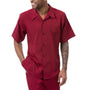 Earthtone Collection: Men's Solid Tone on Tone Walking Suit Set In Burgundy - 2422