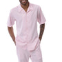 Earthtone Collection: Men's Solid Tone on Tone Walking Suit Set In Pink - 2422