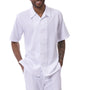 Earthtone Collection: Men's Solid Tone on Tone Walking Suit Set In White - 2422