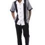 Houndour Collection: Men's Houndstooth with Color Block Walking Suit Set In Black-2424