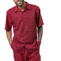 Shadows Collection: Montique's Burgundy Checker Tone on Tone Walking Suit Set -2425