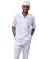 Shadows Collection: Montique's White Checker Tone on Tone Walking Suit Set -2425