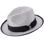 Pandora Collection: Montique Black Striped Fedora Hat with Ribbon Band