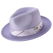 Gunmetal Fedora Hat with Checkered Ribbon Band by Montique