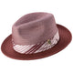 Tucana Collection: Montique Burgundy Fedora Hat with Checkered Ribbon Band