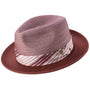 Tucana Collection: Montique Burgundy Fedora Hat with Checkered Ribbon Band