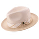 Tucana Collection: Montique Beige Fedora Hat with Checkered Ribbon Band