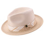 Tucana Collection: Montique Beige Fedora Hat with Checkered Ribbon Band