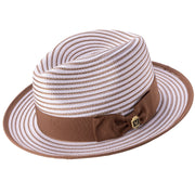 Cappuccino Striped Fedora Hat 2 1/4 Inch Brim Ribbon Band