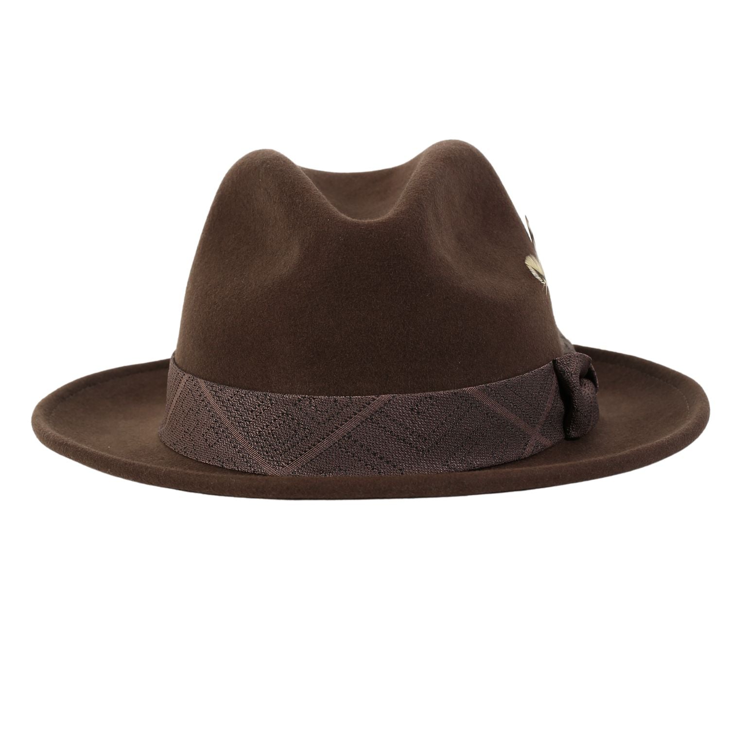 brown pinch crown fedora ribbon band