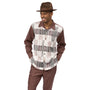 Cleopatris Collection: Coffee Matrix Plaid Long Sleeve Walking Suit - 2490