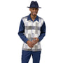 Cleopatris Collection: Navy Matrix Plaid Long Sleeve Walking Suit - 2490