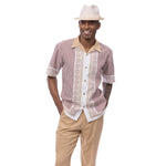 Andromeda Collection: Montique Men’s Striped Walking Suit in Beige