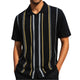 Black Rope-Knit Striped Button Down Shirt by Stacy Adams