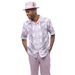 Cetus Collection: Montique Men’s Mauve Paisley Check Walking Suit