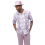 Cetus Collection: Montique Men’s Mauve Paisley Check Walking Suit