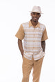 Tucana Collection: Montique Men’s Beige Geometric Checkered Walking Suit
