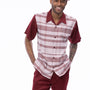 Tucana Collection: Montique Men’s Burgundy Geometric Checkered Walking Suit
