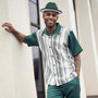 Quaoar Collection: Montique's Men's Emerald Striped Walking Suit