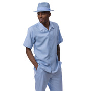Montique 2 Piece Short Sleeve Walking Suit with Textured Shirt - Carolina