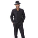 Crest Collection: Montique Men’s Black Textured Pattern Long Sleeve 2-Piece Walking Suit Set